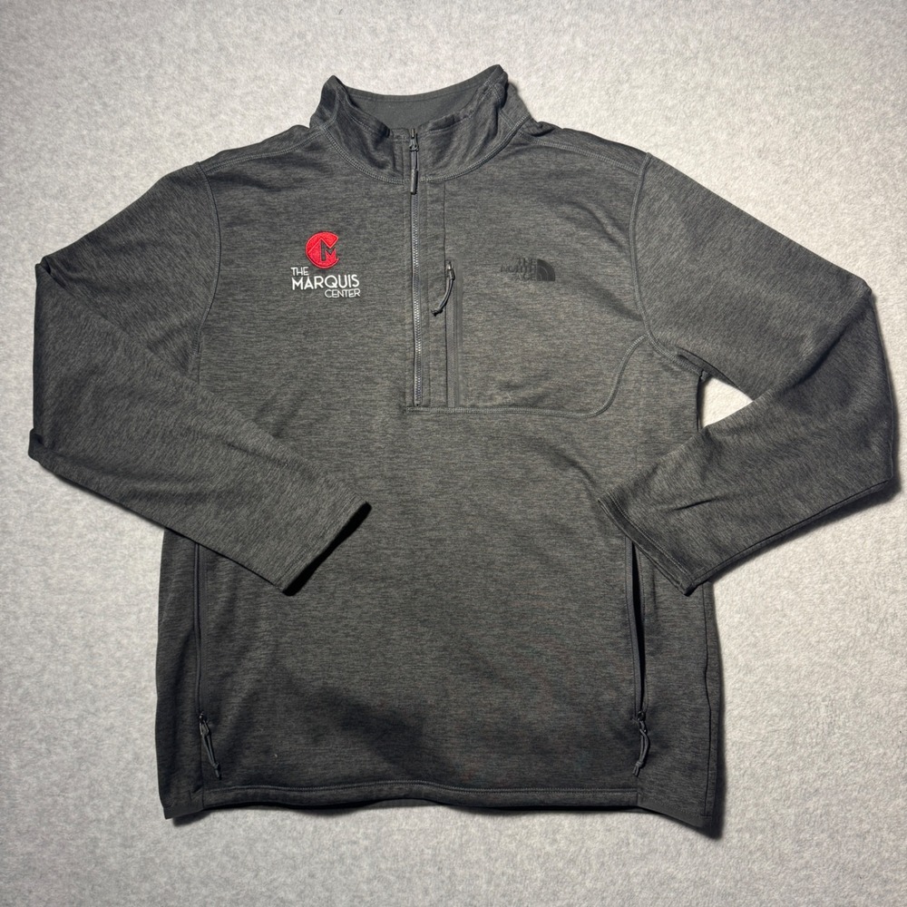 The North Face Mens Gray Marquis Center Quarter Zip Fleece Pullover Jacket L